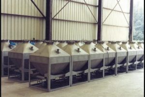 Totes lined up
